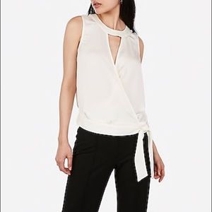 Satin Surplice Cut-Out Side Tie Top - NWT